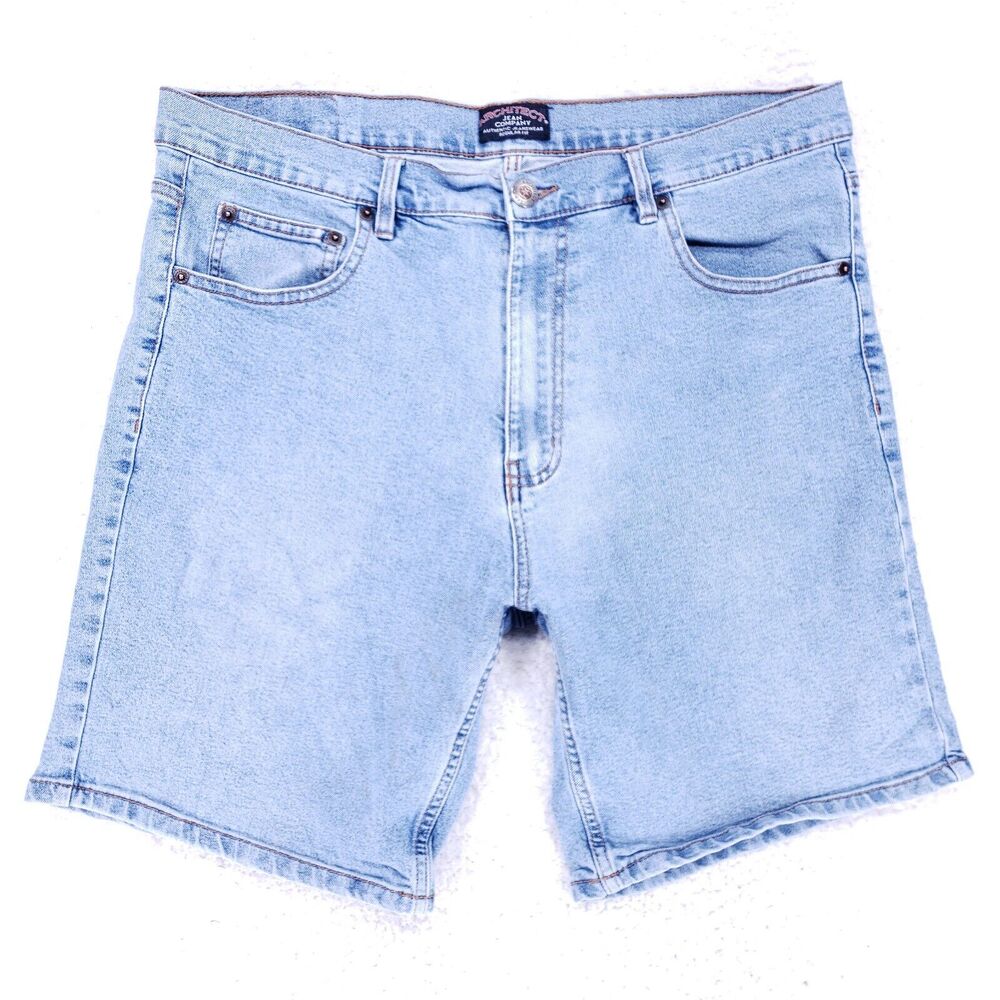 Architect Jean Shorts Denim Cotton Mens SZ 36 Blue Straight Stretch VTG Mid Rise